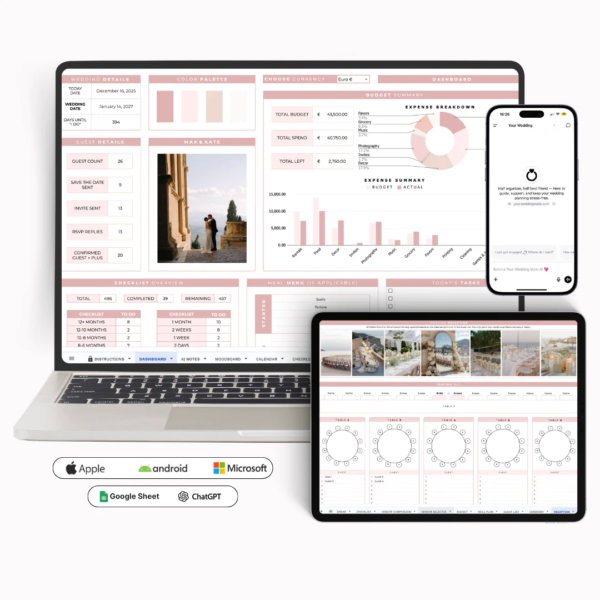 Wedding Planning Excel ( .XLSX Excel Digital File )